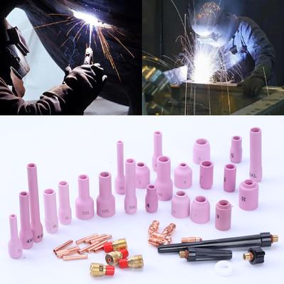 46Pcs TIG Welding Torch Stubby Lens for WP9 WP20 TIG Back Cap Collet Bodies Spare Kit Durable Practical Accessories