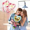 7Pcs Mother's Day Foil Balloon Set, Large Floral Heart Mylar Balloons, "Happy Mother's Day" Bouquet Decorations for Mom's Birthday
