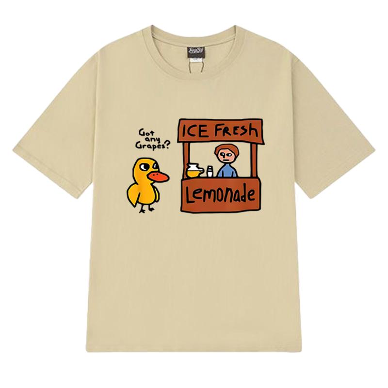 T-shirt d'été drôle et mignon canard a-t-il des raisins pour femmes harajuku t-shirts à manches courtes harajuku hauts unisexes