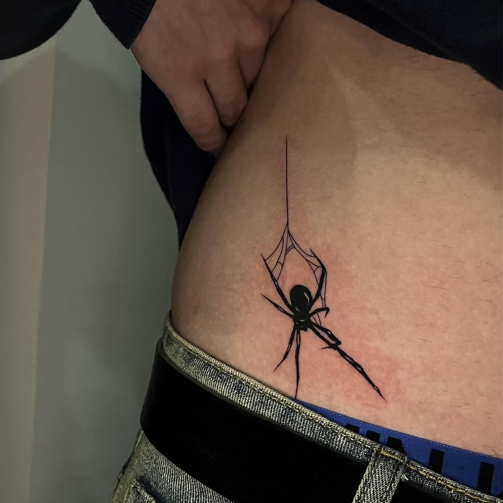 Glow Makeup Unisex Dark Minimalist Spider Tattoo Sticker Abi Style Personality Niche Waterproof Long-Lasting Waist Ventral Waist Pattern Sticker