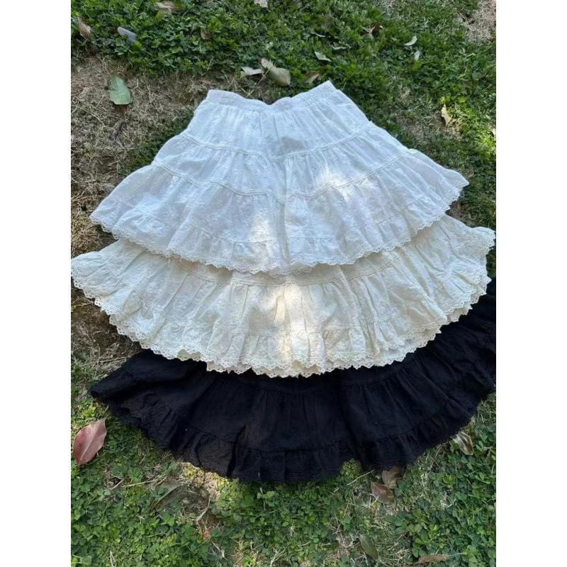 2026 Summer Korean Style Sweet Lace Ruffle A-line Skort One Size
