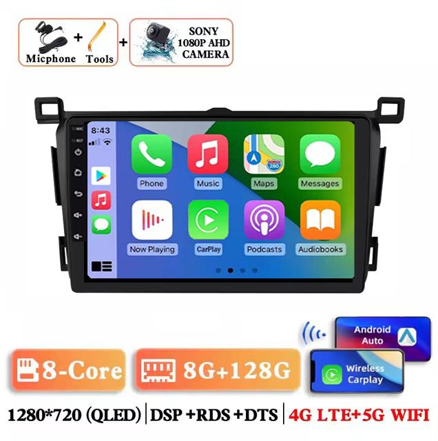 Android 14 Wireless Carplay Auto Car Radio for Toyota RAV4 Rav 4 2013 - 2018 Multimedia Player Navigation GPS 4G+WIFI Stereo RDS