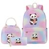 3-delige Tie Dye Panda Rugzak Set Kawaii Rugzak voor Naar School met Lunchtasje Etui, Reizen Dagrugzak voor Kinderen Meisjes