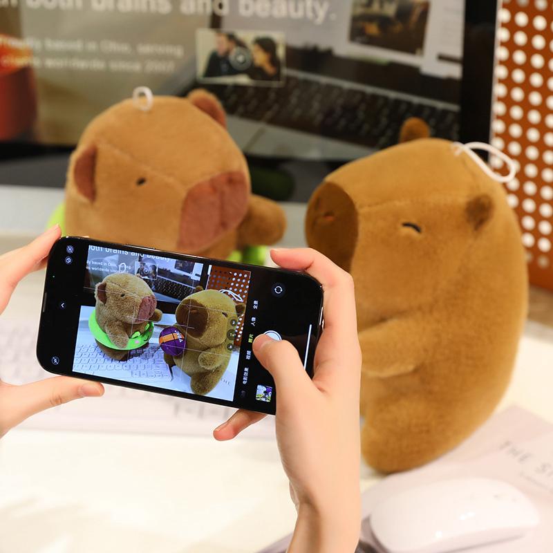 Cute Capybara With Basketball French Fries Cartoon Stuffed Animal Capybara Accompany Sleep Doll Xmas Gifts