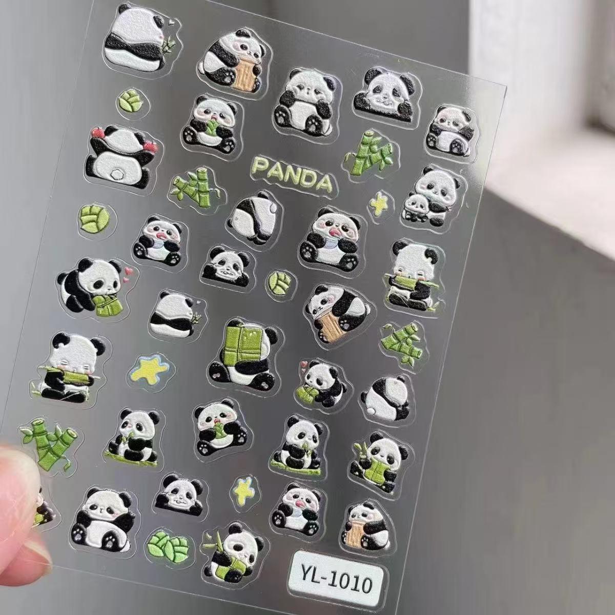 Bamboo Panda 3D Nail Art Stickers: Cute Dango, Cartoon Green Bamboo, and Adorable Pet Designs for Fun Children s Nails. милый панды