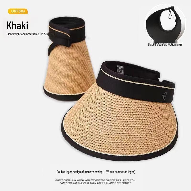Women's UV Protection Straw Sun Hat - Foldable Wide Brim with Face Shield for Summer Cycling