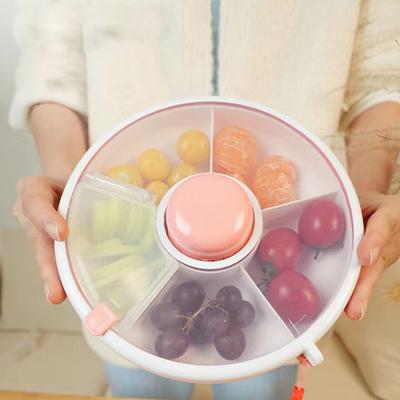 5Snack Serving Tray with Lid Rotating Snack Container Kids Snack Spinner Bundle Fruit Candy Box Portable Snack Storage Box