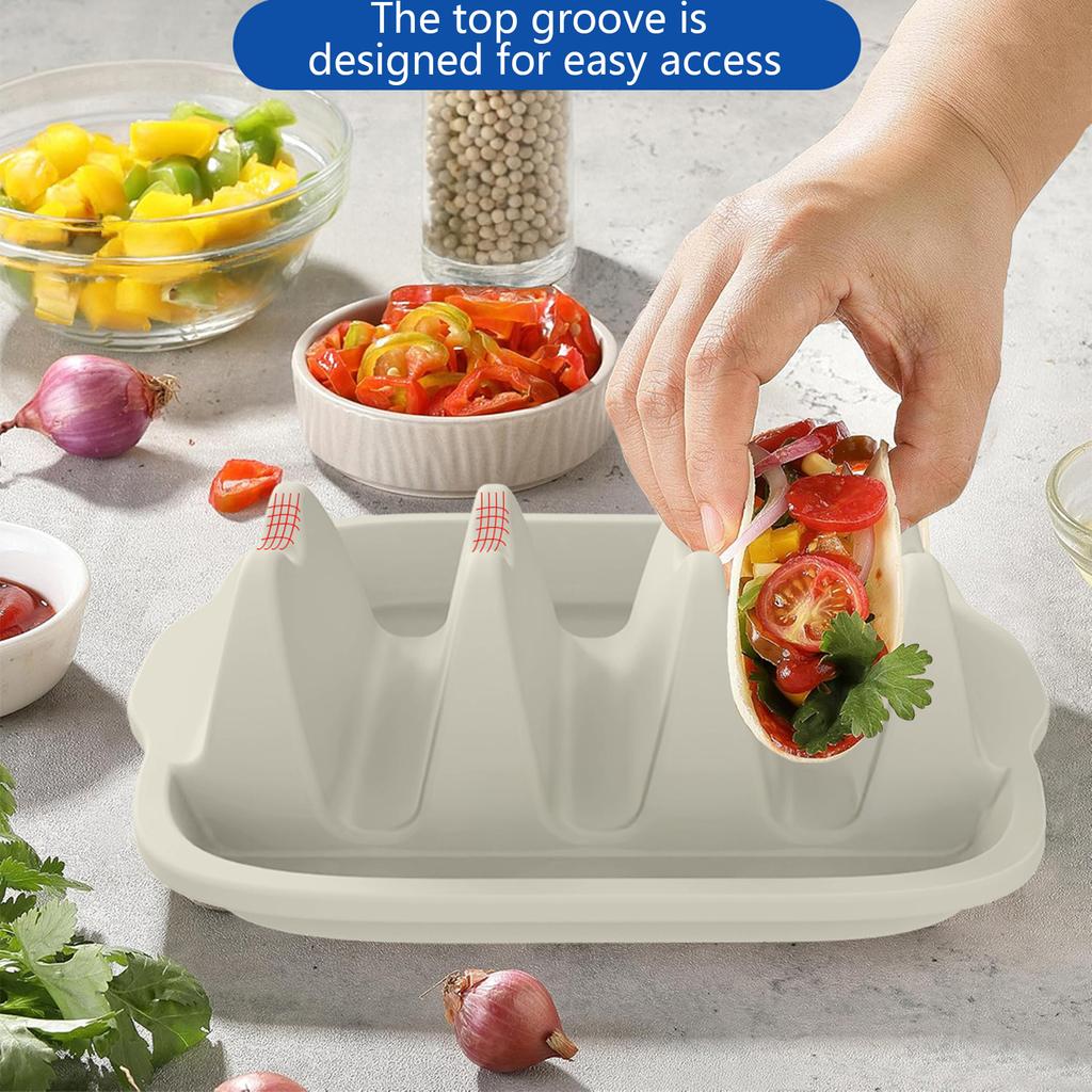 Reusable Silicone Taco Holder with Dividers for Hard/Soft Shell Tacos Dishwasher & Microwave Safe