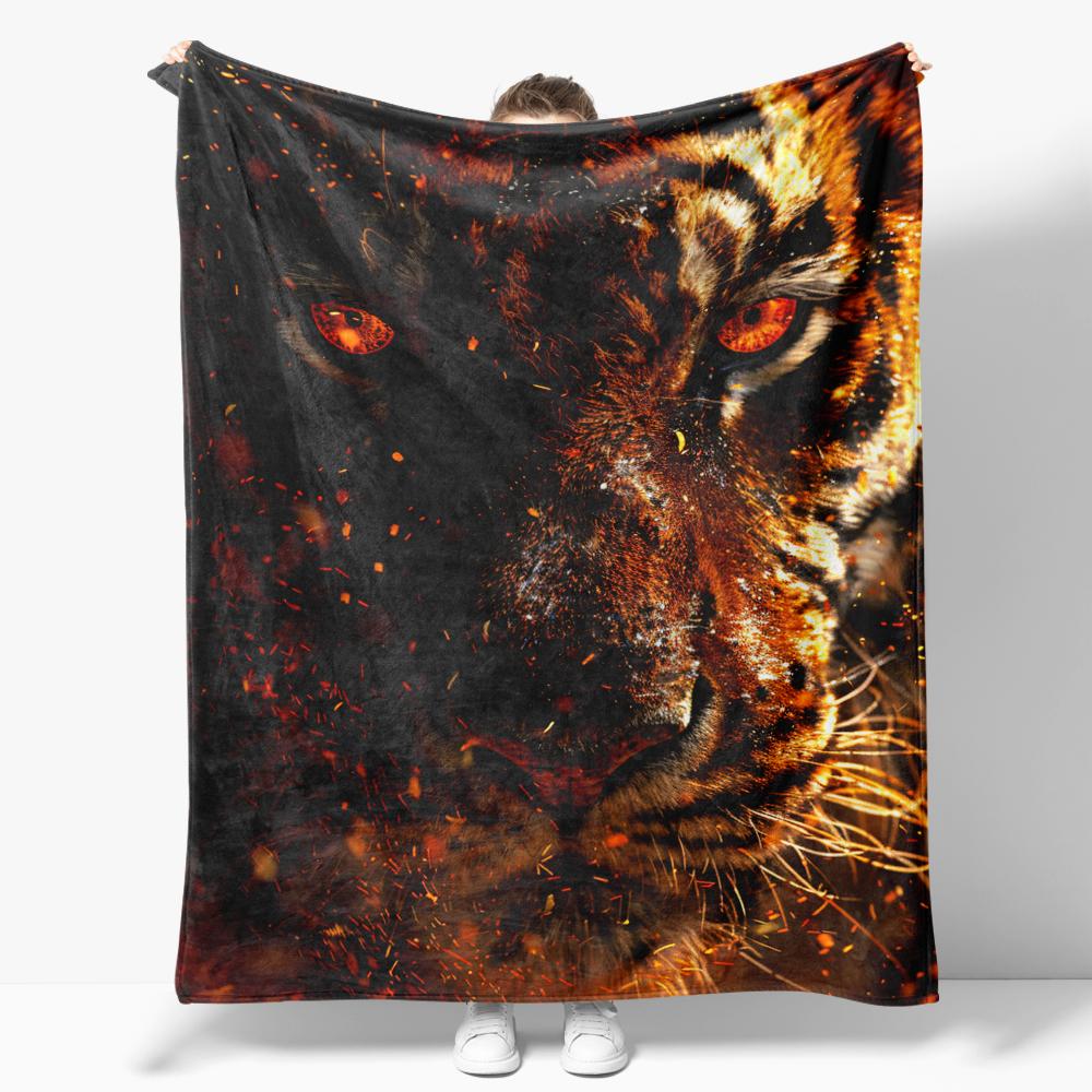 Fierce and Warm Tiger Flannel Blanket for Sofa Powerful and cool Throw Blankets For Bed Perfect Gift