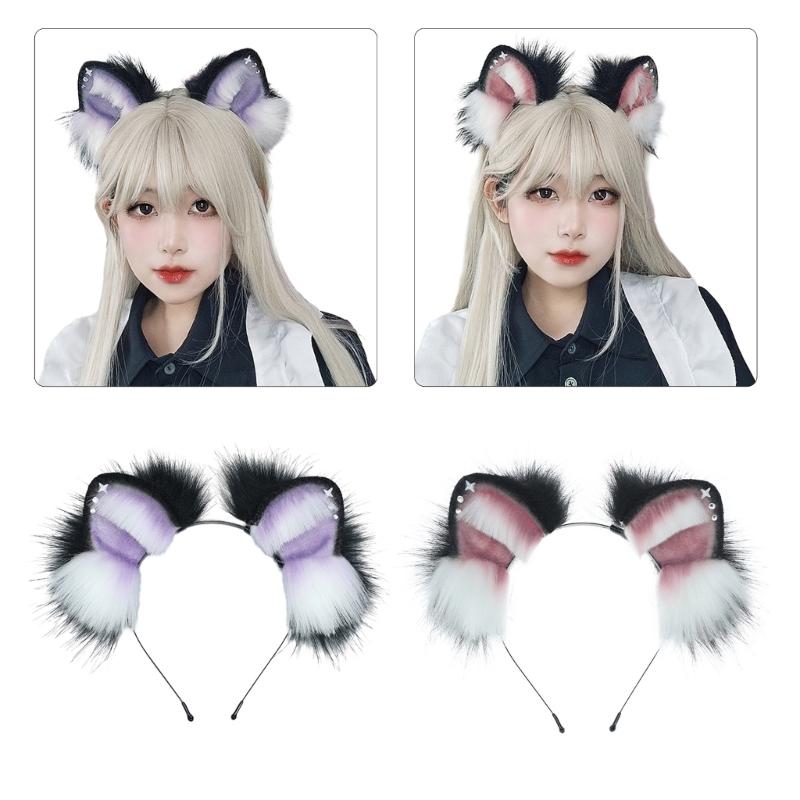 Soft and Comfortable Artificial Animal Ear Headbands Hairpiece for Women Halloween Cosplay Costume Accessory
