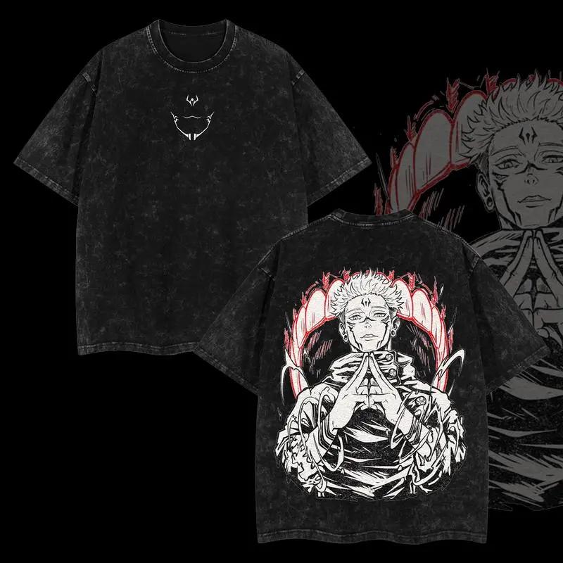 Maglietta Grafica Anime Jujutsu Kaisen Ryomen Sukuna Uomo Donna Abbigliamento Casual Cotone Maglietta Vintage Lavata Top Harajuku