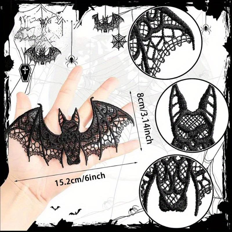 1pc Lace Halloween Bat Ghost Festival Decoration Black Halloween Decoration Accessory For Diy Clothing