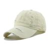Grensoverschrijdende Hottrend Gescheurde Baseballpet Gewassen Kleurverloop Snapback Ademend PVC 6-Panel Koppels Gebogen Vizier Effen