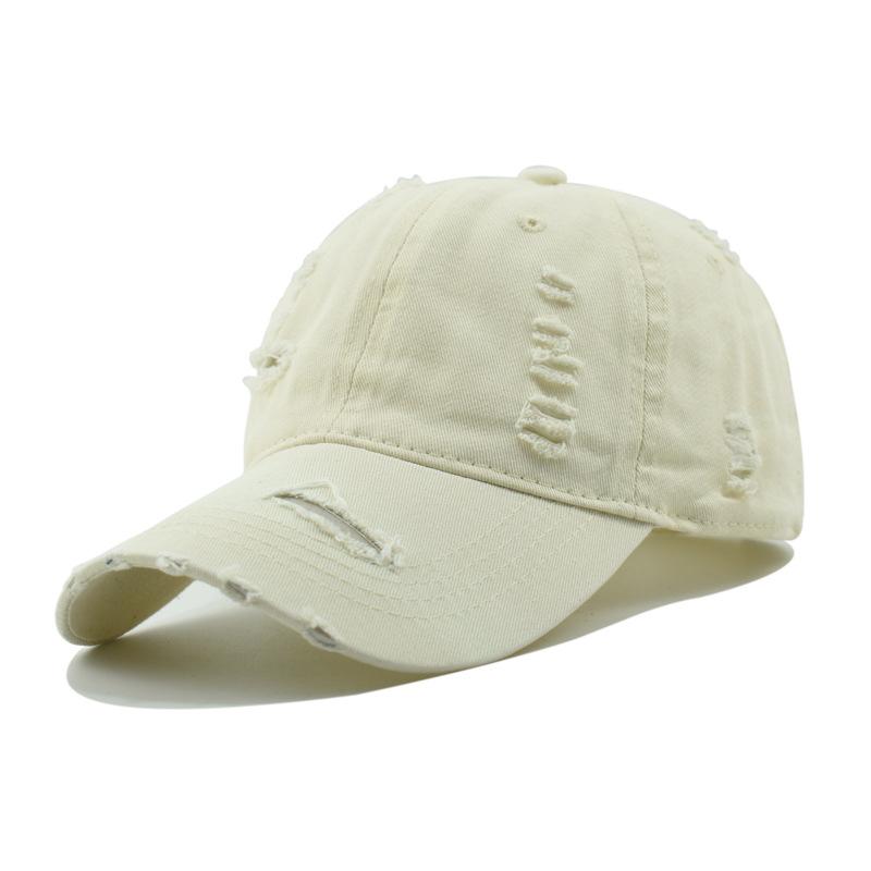 Grensoverschrijdende Hottrend Gescheurde Baseballpet Gewassen Kleurverloop Snapback Ademend PVC 6-Panel Koppels Gebogen Vizier Effen