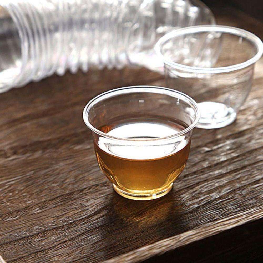 50pcs Disposable Shot Cup 60ml Kung Fu Tea Cup Drinkware Clear Plastic Tea Cup Office
