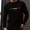 Men's Spring and Autumn Loose Comfortable Casual Letter Pattern Printed Round Neck Long Sleeve T-shirt