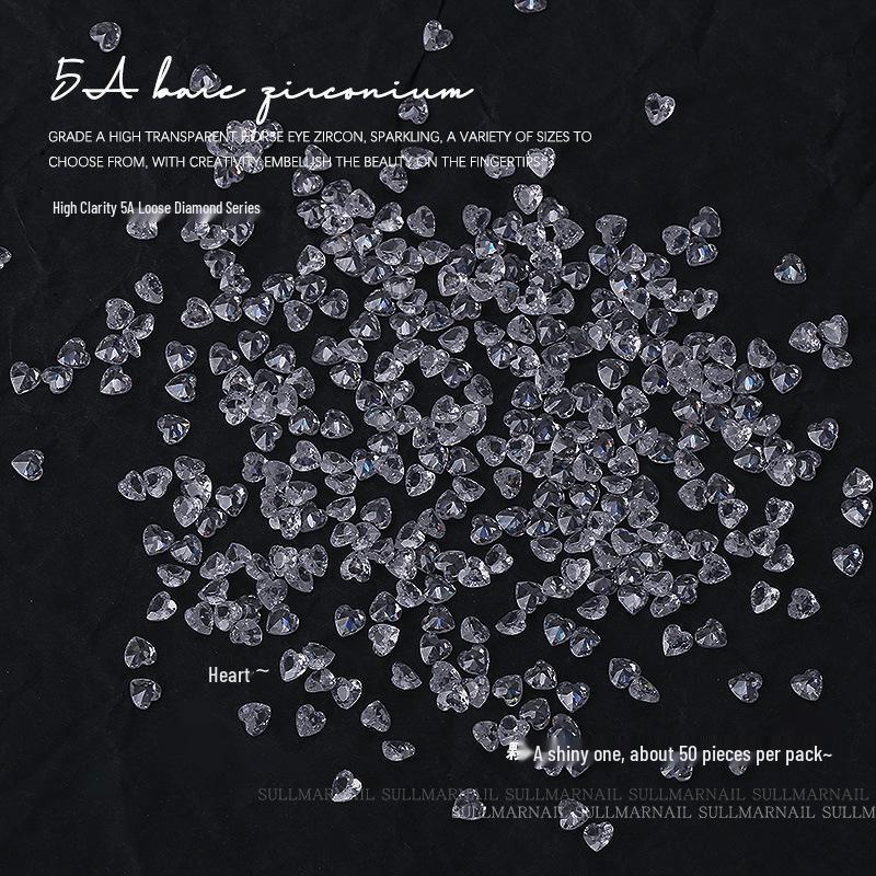 Nail Art Jewelry: Transparent Zircon Diamonds In Various Shapes (50 Pcs)