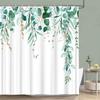 Sage Green Shower Curtain Plant Botanical Eucalyptus Leaf Watercolor Greenery Leaves Floral Bath Curtains Fabric Bathroom Decor