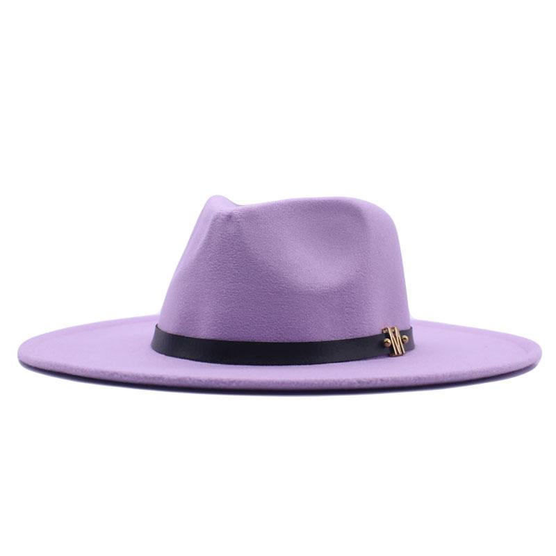 Europe, America, Autumn and Winter New M Standard Big Eaves Peach Heart Concave Convex Top Fashion Flat Top Hat Women's Woolen Jazz Hat