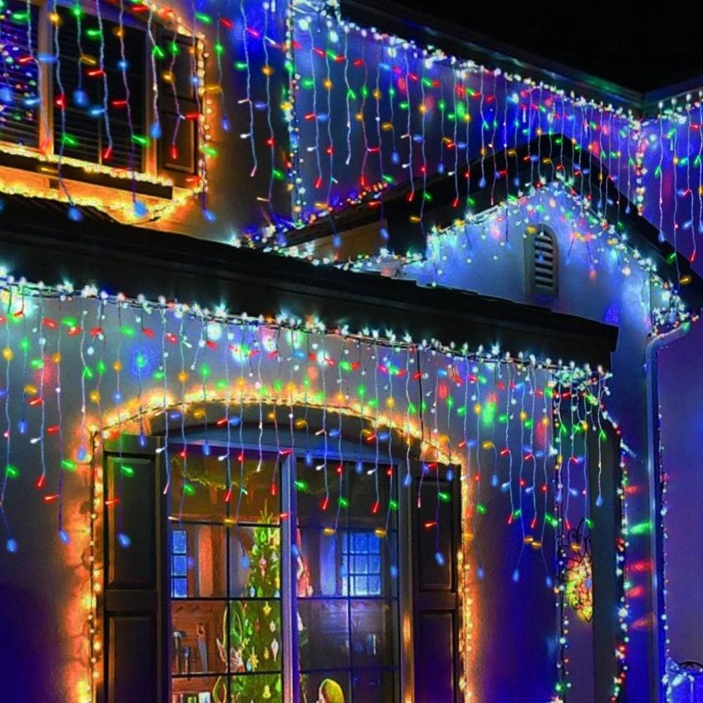 4M/7M Length Solar LED Curtain Light Waterproof Ultra Bright Icicle String Light 8 Modes Outdoor String Light Home Decor