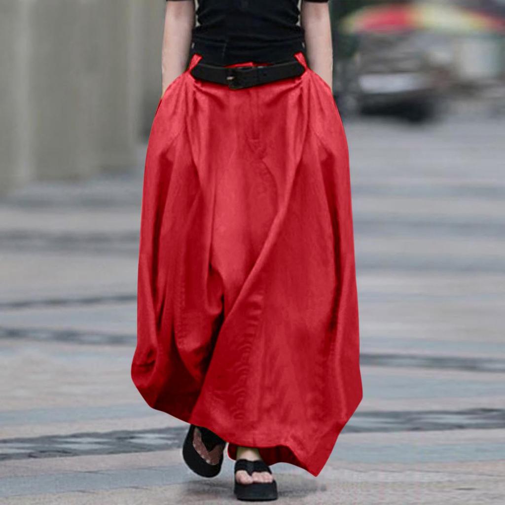 Jupe Longue Fluide à Boutons Colorés Mode Femme Jupe Trapèze Taille Haute Mi-longue