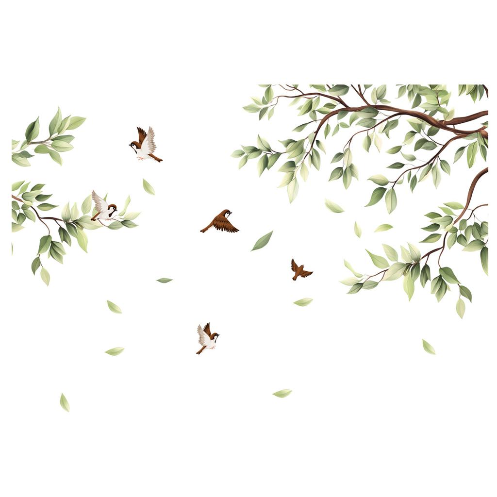 Green Plant Leaves Wall Stickers Living Room Bedroom TV Background Wall Home Decoration Wall Stickers