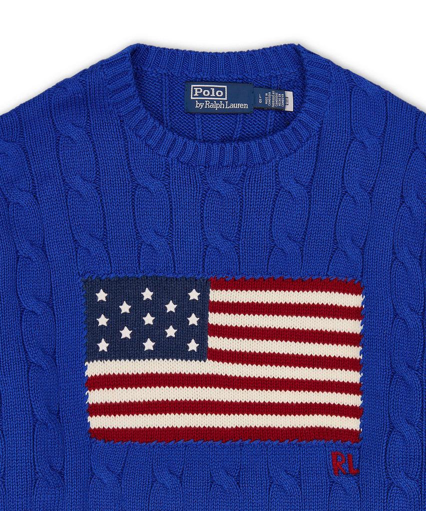 POLO RALPH LAUREN Iconic Cable Knit Flag Sweater - Blue