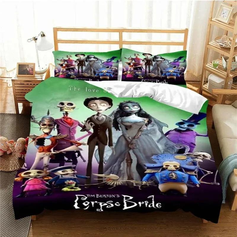 Love Animated Film Corpse Bride Bedding Set Single/Twin King Duvet Cover Home Bedroom Decor Bedspread Pillow Cover