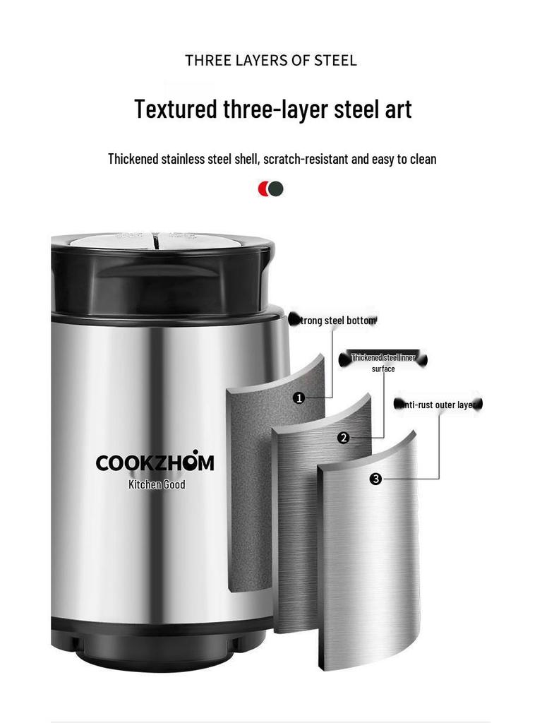 Moedor e Processador de Alimentos Elétrico Multifuncional de Aço Inoxidável para Picar, Misturar e Moer Carne, Alho e Vegetais.