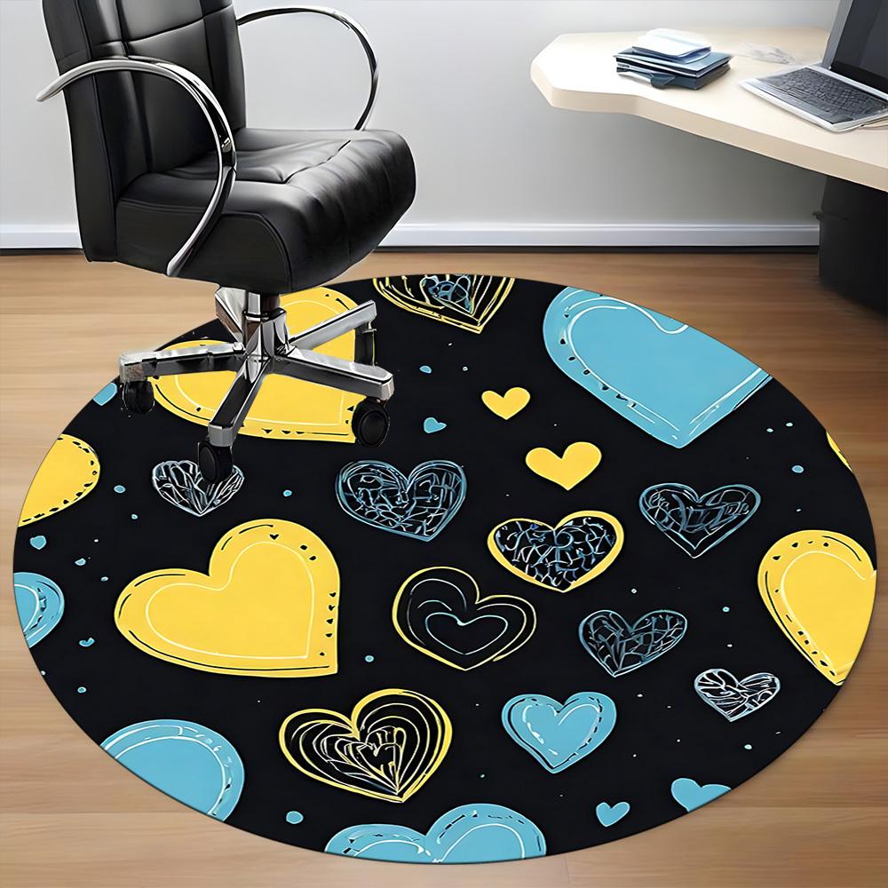 1pc Heart Pattern Chair Carpet for Office, Round Non Slip Durable Large Size Office Carpet, Suitable for Office