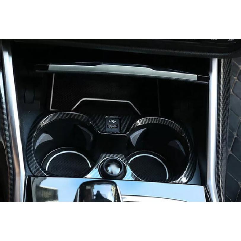 For BMW 3 Series G20 - Carbon Fiber Central Console Water Cup Cover Trim