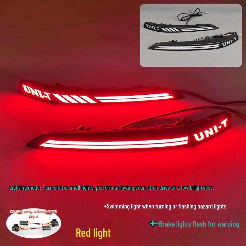 

Upgraded LED brake lights, sequential turn signals, and rear fog lights for 20-26 Changan UNIT rear bumper.