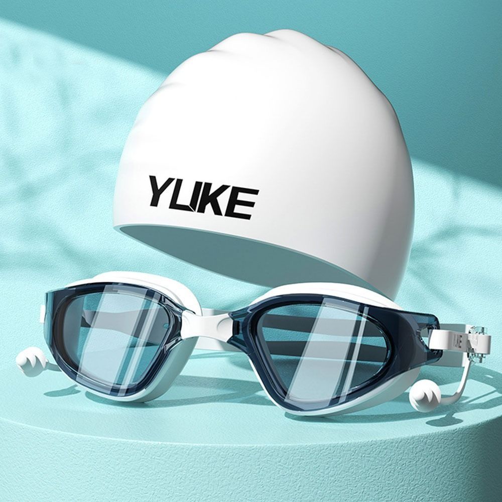 Adjustable Silicone Swim Cap with Nose Clip Diving Eyewear Adult Swimming Goggles Set  Summer