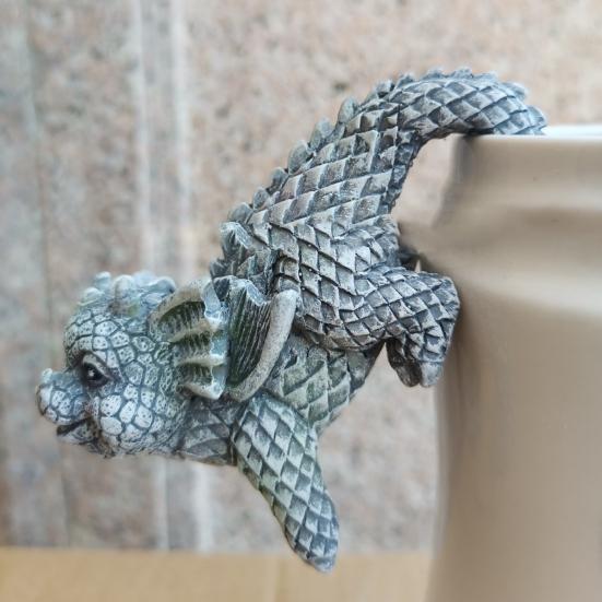 4Pcs/Set Mysticalls Garden Dragon Statue Resin Ornament Patio Lawn Garden Figurine for Home