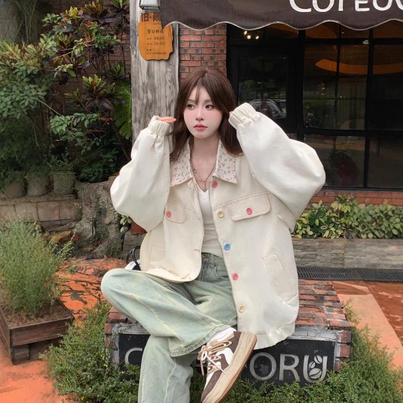 

Sweet Style Jacket for Women Autumn New Loose Dopamine Jacket Korean Style XXL