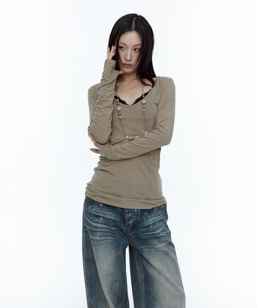 ROUGHNECK Crossline Slim Top Khaki Brown