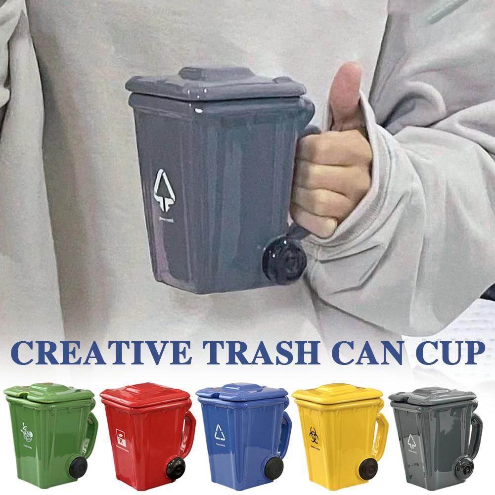400ml Výrazný design odpadkového koše Hrnky Trendy Kancelářské hrnky na kávu Kreativní hrnky na kávu a mléko ve tvaru odpadkového koše
