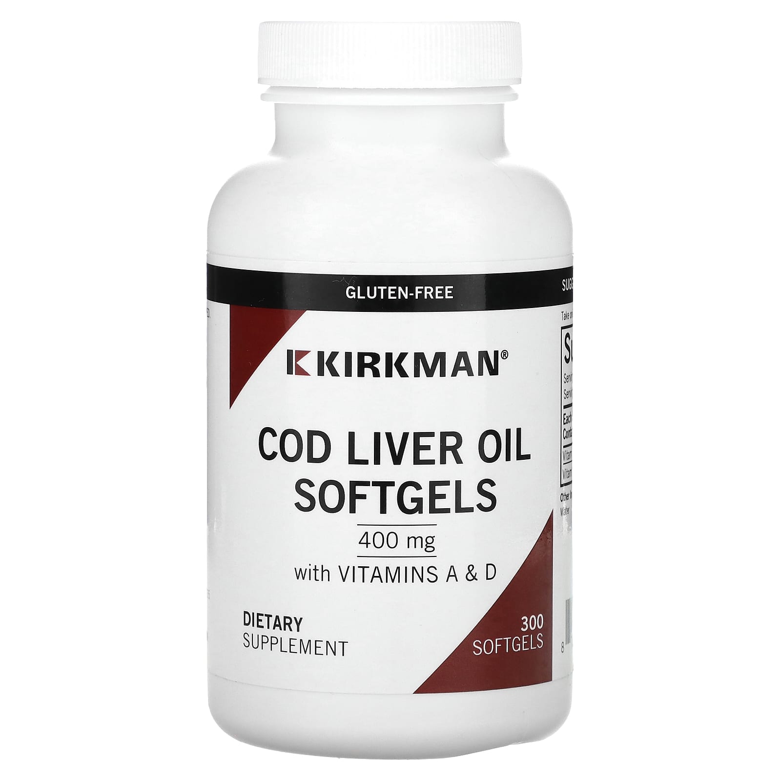 

Kirkman Labs, Жир печінки тріски, 400 мг, 300 капсул