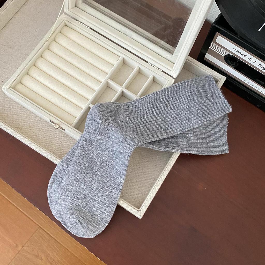 Women's Korean-Style Mid-Tube Cashmere Socks - Autumn/Winter Thick Warm Velvet Pile Wool