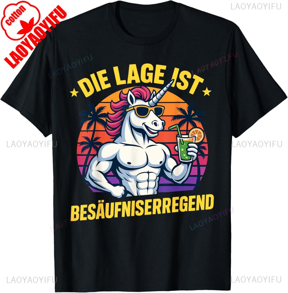 Poloha Je Vzbuzující K Pijáctví Karnevalový Kocovina Tričko Černá Bavlna Vtipný Německý Text Letní Párty Grafické Tričko Unisex Vintage