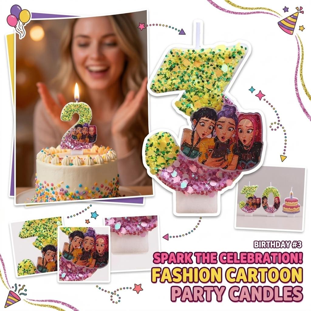 Fashion Cartoon Creative Birthday Candles Party Digital Candles