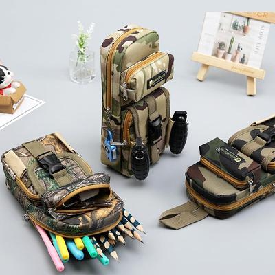 Astuccio mimetico con cerniera per studenti delle scuole primarie maschili Astuccio per matite per bambini Astuccio multistrato