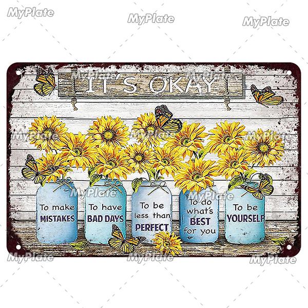 [MyPlate] Vintage Garden Retro Poster Plant Flowers Metal Sign Plate Tin Sign Wall Crafts Decor For Home Plaque Decoration Gift