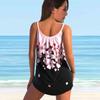 Women's Shoulder Strap Swimsuit Sunset Cherry Blossoms Print Bikini Tankini Swimsuit