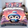 Cute Penguin Winter Decor Set Bedding Set With 1 Duvet Cover 2 Pillowcases Single Double King Queen, Gift