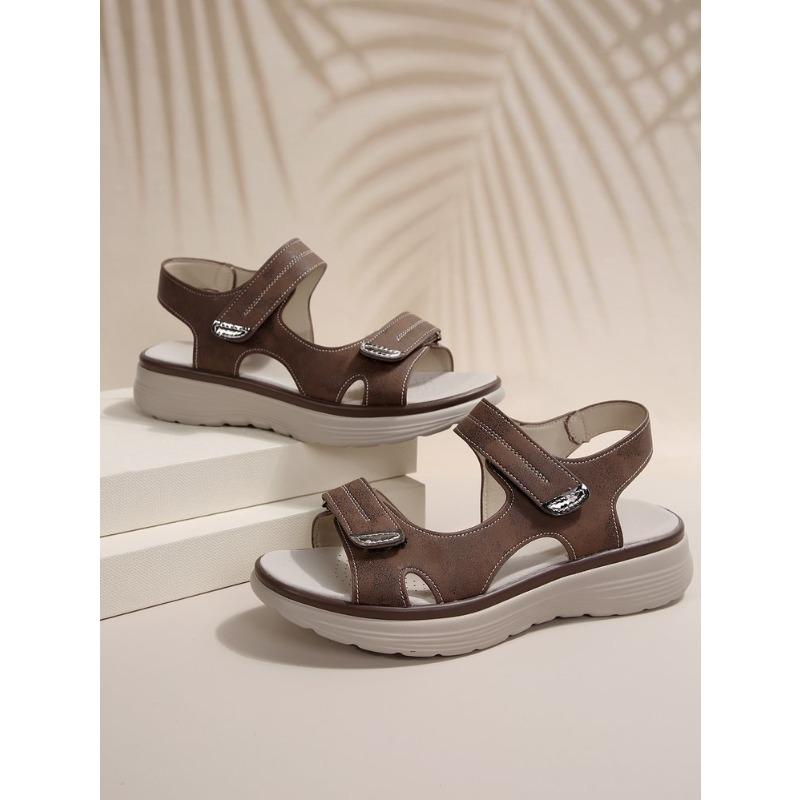 Women's Plus Size One Band Sandals, adjustable magic tape and thick sole for daily casual outdoor wear