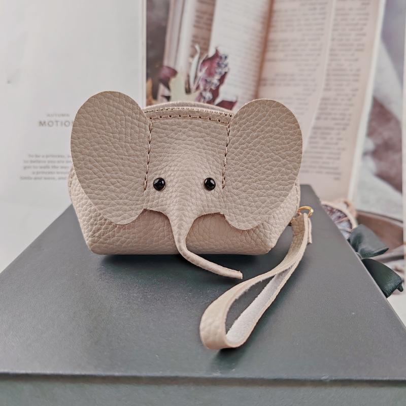 PU Deri Fil Bebek Bozuk Para Cüzdanı Kadın Çantası Süsü Yaratıcı Kart Tutucu Depolama Ruj Zarfı Fermuarlı Para Çantası