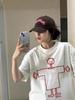 Women's White Cartoon Print Cotton T-Shirt - Loose Fit, Short Sleeves, Summer 2026 Collection