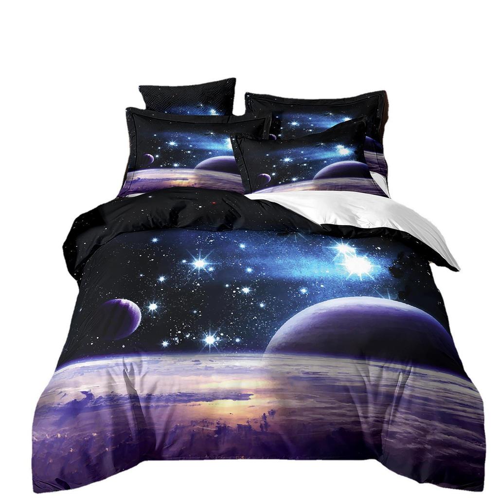 Space Star Bettwäsche-Set Dreiteilig 3D Digitaldruck Bettbezug