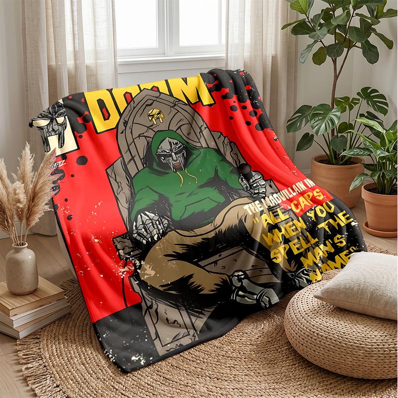 DOOMPrinted Flannel Blanket Cozy Skin-Friendly Warm Throw for Couch Bed Indoor Daily Use